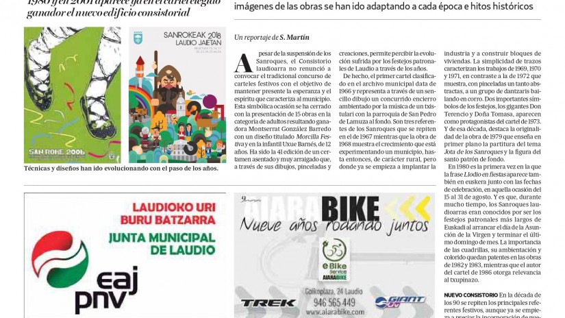 Homenaje a los sanrokes 2020 en el periódico DEIA